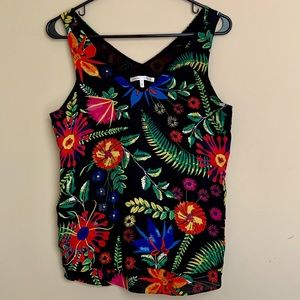 Floral sleeveless v-neck blouse